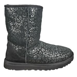 UGG Women’s Classic Short Snow Leopard Black Winter Boot Size US 9